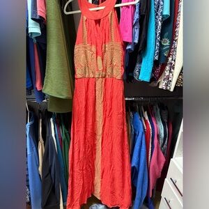 Elegant Red and Gold Women's Dress